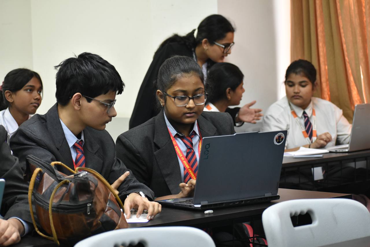 Students working on laptops